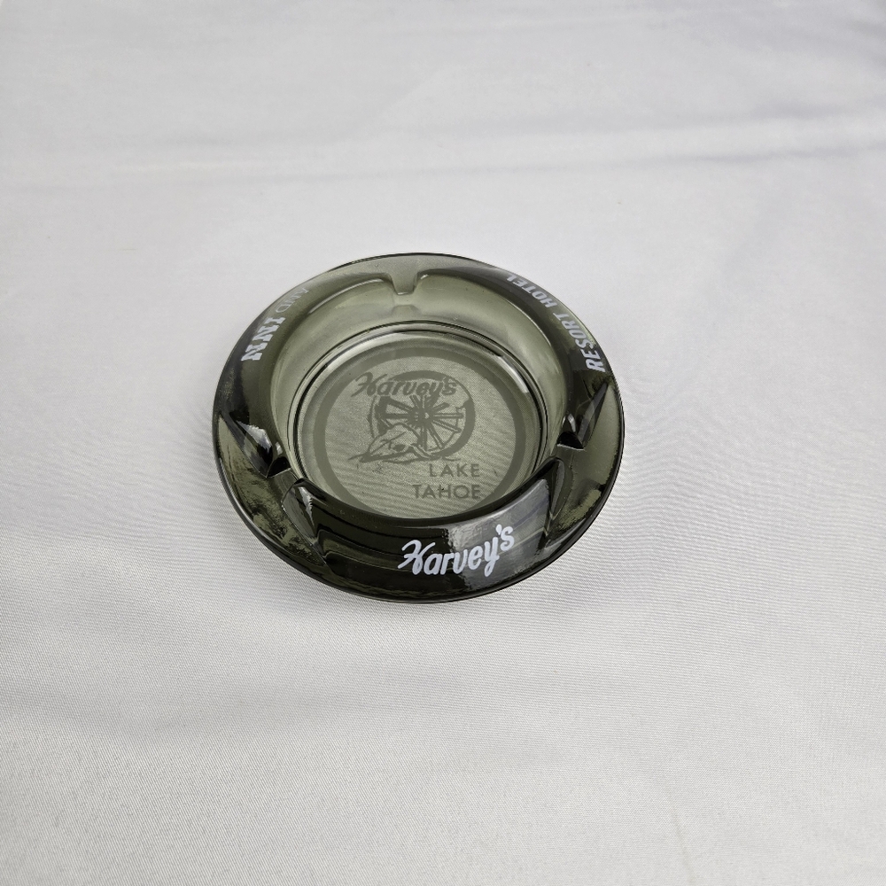Vintage Harvey's Lake Tahoe Glass Ashtray